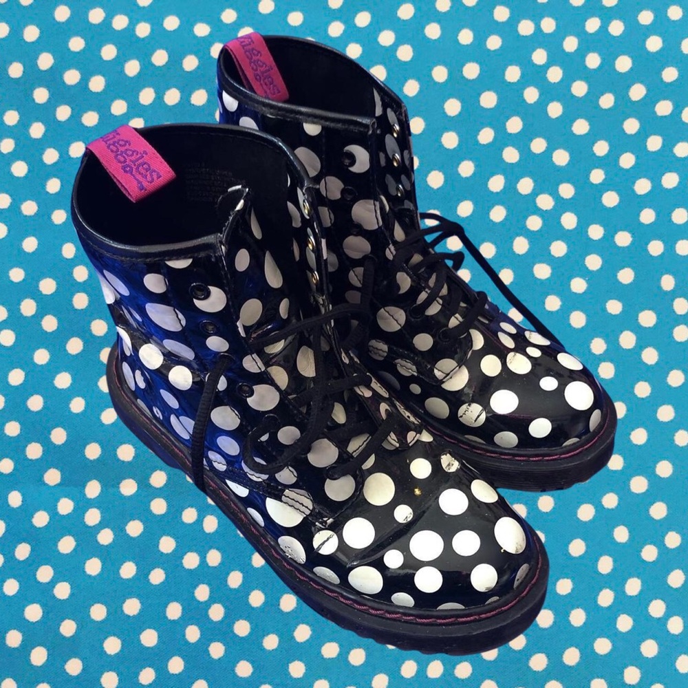 *Vintage - Ziggies Polka Dot Lace-Up Boots* - 90s